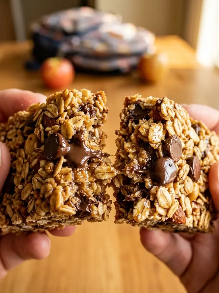 After school snacks granola bar close up chewy texture chocolate chips