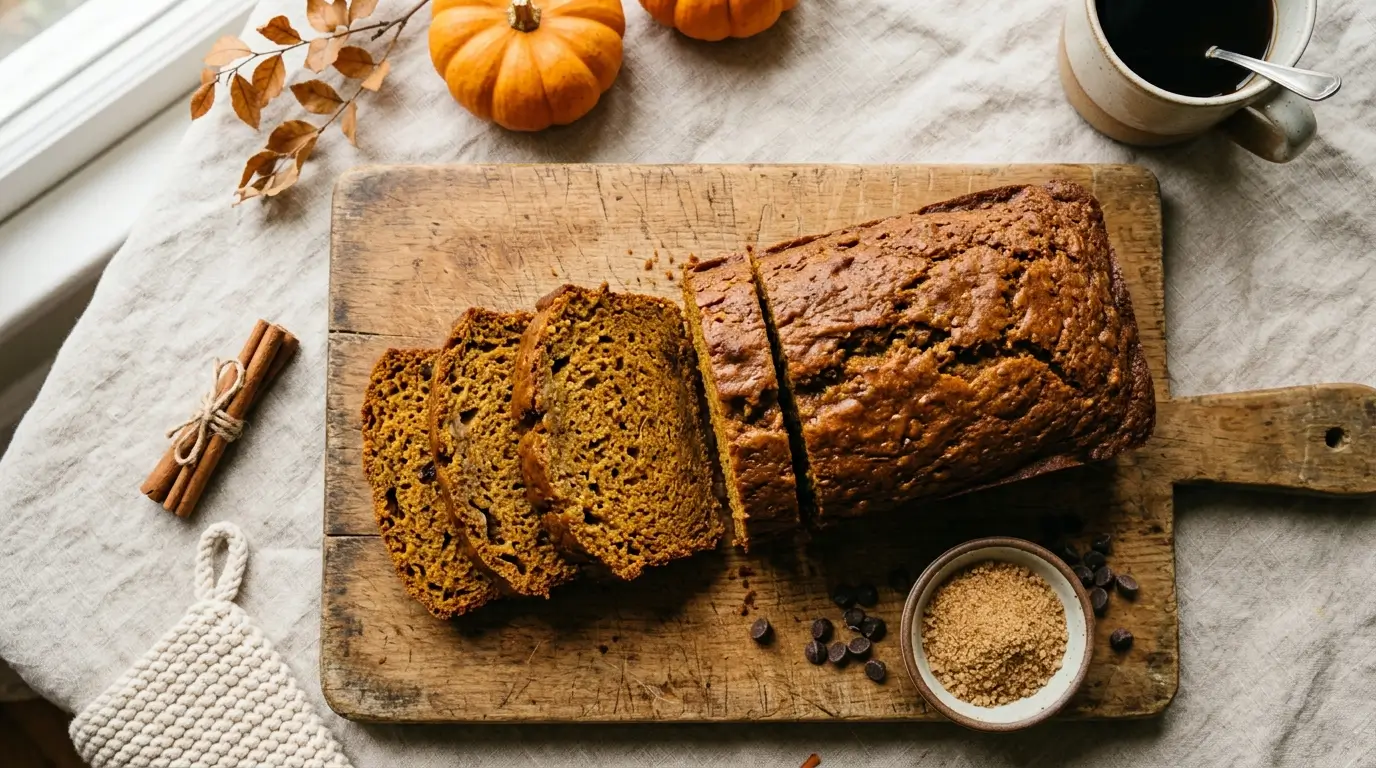 Pumpkin banana bread recipe moist sliced loaf fall breakfast