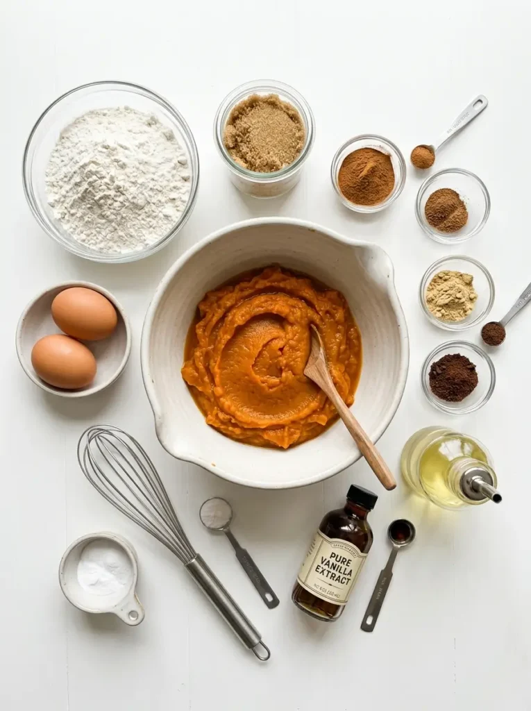 Pumpkin bread recipe ingredients pumpkin puree flour eggs cinnamon nutmeg oil