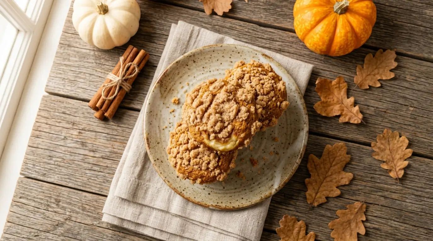 Pumpkin cream cheese muffins recipe streusel topping fall breakfast